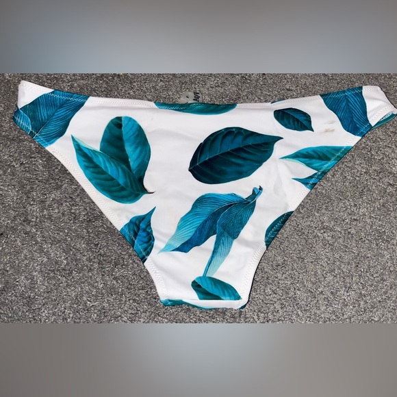 Teal Leaf Print Bikini Bottom - Picture 2 of 4